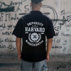 LIM8 Harvard Massachusetts black t shirt