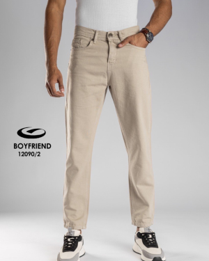 Beige boyfriend denim